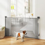 Voir la diapositive 2 : PAWHUT Barrière de sécurité chien rétractable 0-144 cm H.87 cm verrouillage auto alu PVC gris