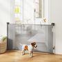 Voir la diapositive 2 : PAWHUT Barrière de sécurité chien rétractable 0-144 cm H.87 cm verrouillage auto alu PVC gris