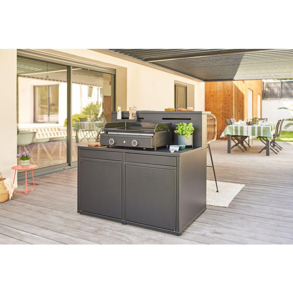 FORGE ADOUR Meuble de cuisine extérieure SC CBN Cuisine Comptoir Bar Noir