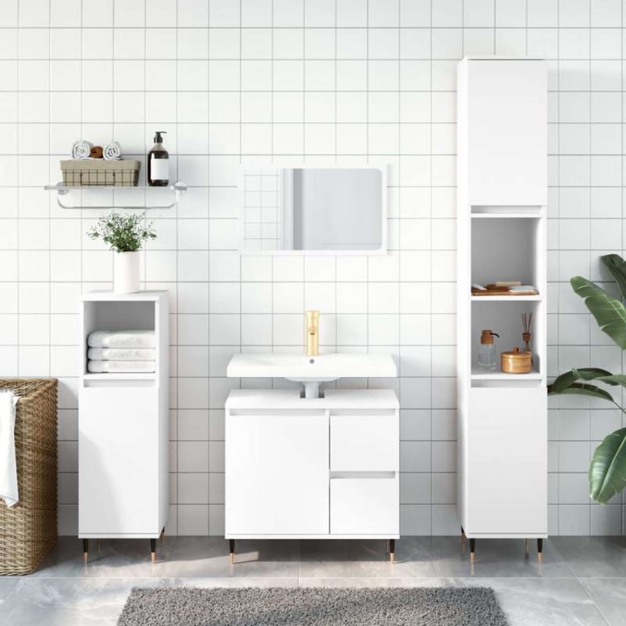 VIDAXL Armoire de salle de bain blanc 30x30x190 cm bois d ingénierie