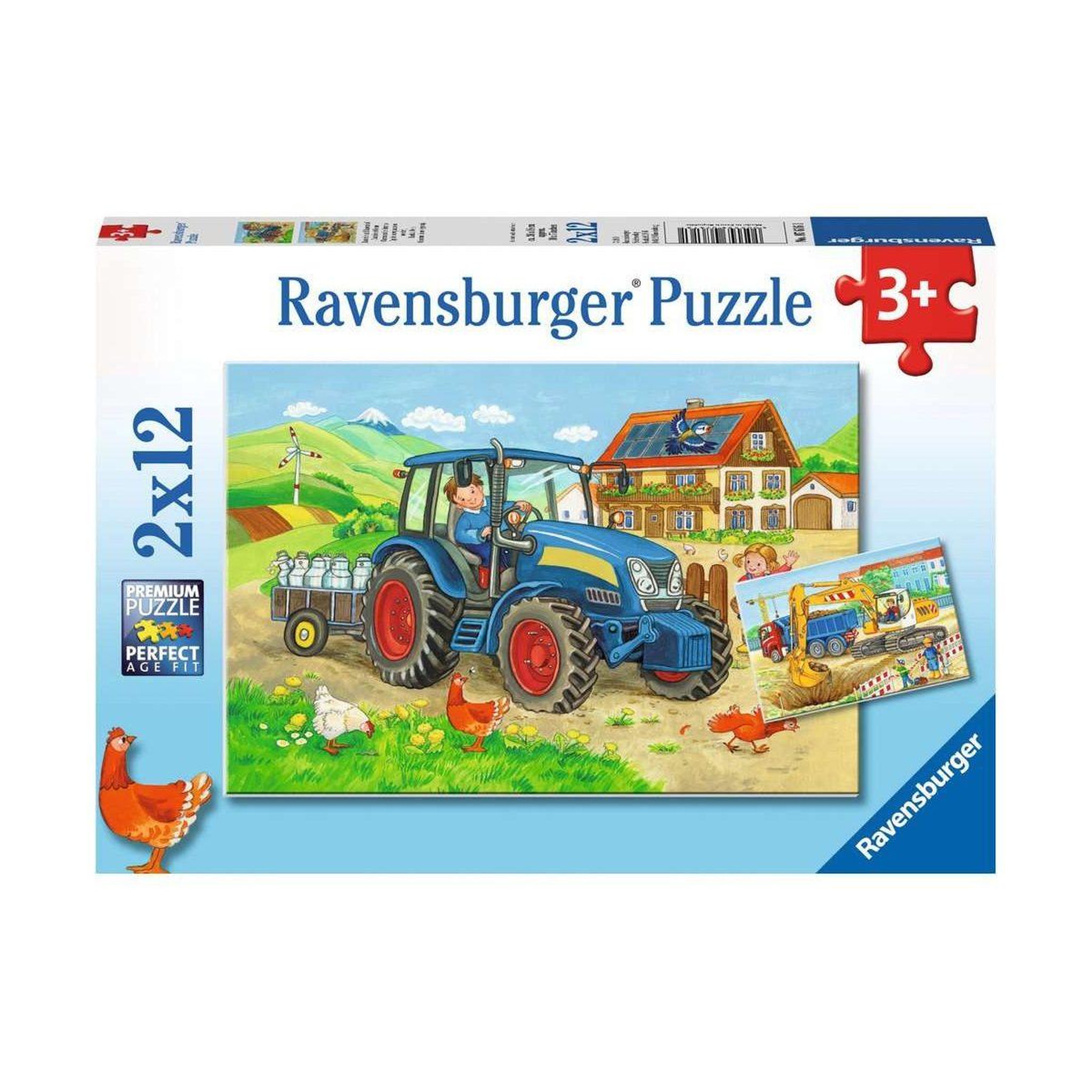 RAVENSBURGER Puzzle 2x12 p - chantier et ferme
