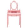 Voir la diapositive 3 : VIDAXL Ensemble de coiffeuse avec tabouret Rose 75x69x140 cm Paulownia