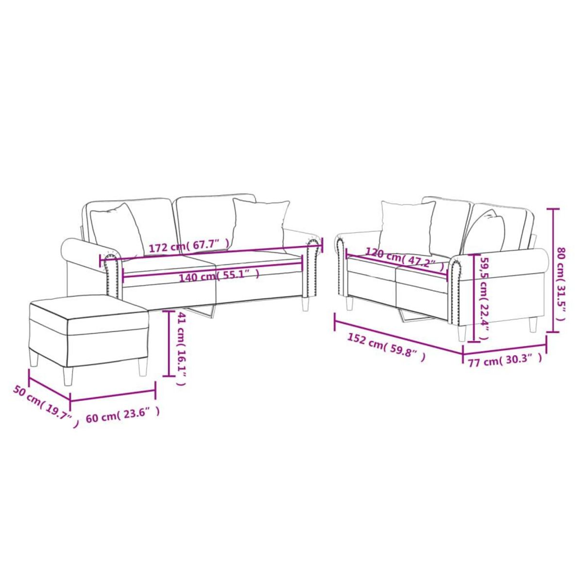 VIDAXL Ensemble de canapes 3 pcs et coussins rouge bordeaux similicuir