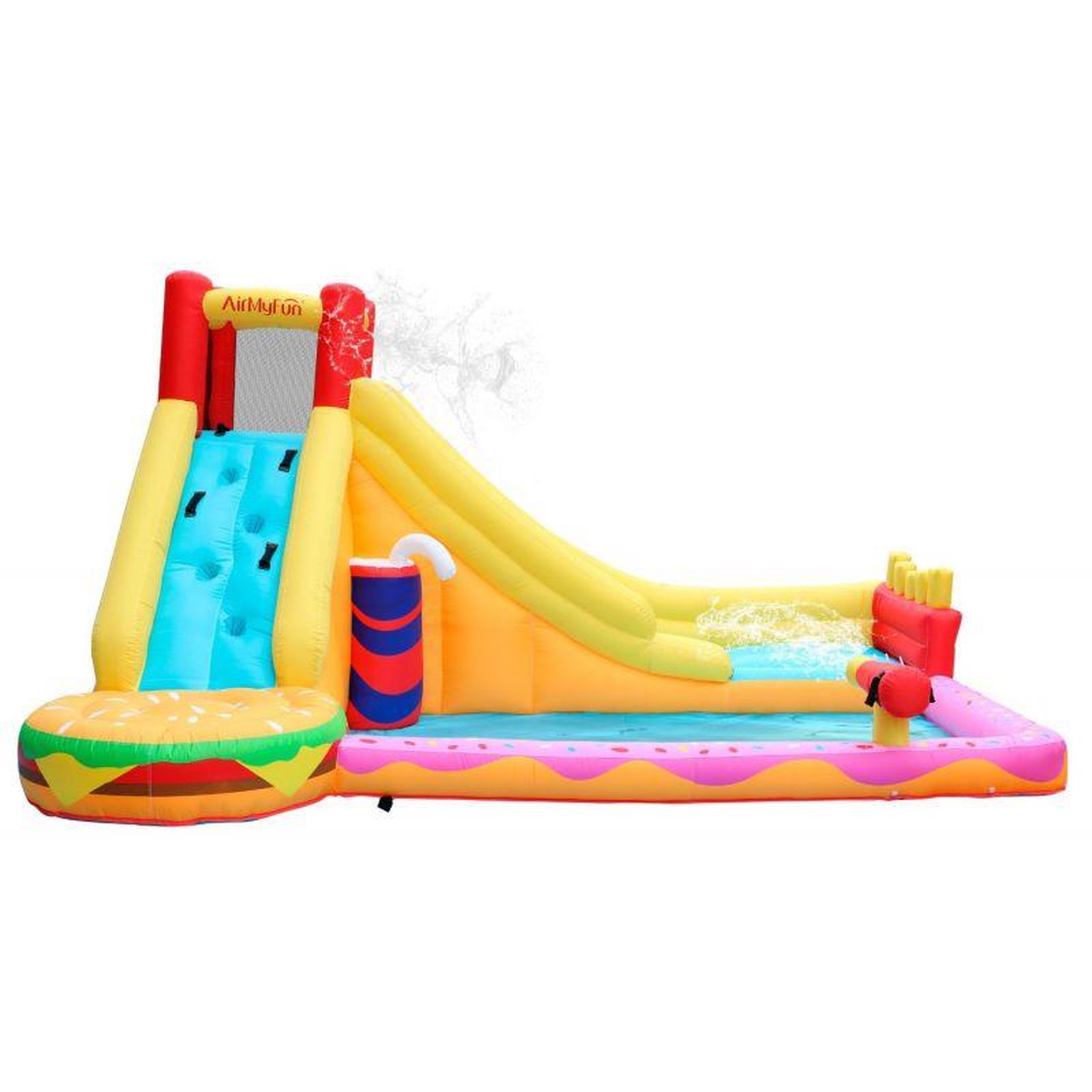 Voir la diapositive 1 : AIRMYFUN Château Aquatique Gonflable Party Parc avec toboggan et escalade, Surface 430x310x225cm - souffleur et sac de rangement inclus