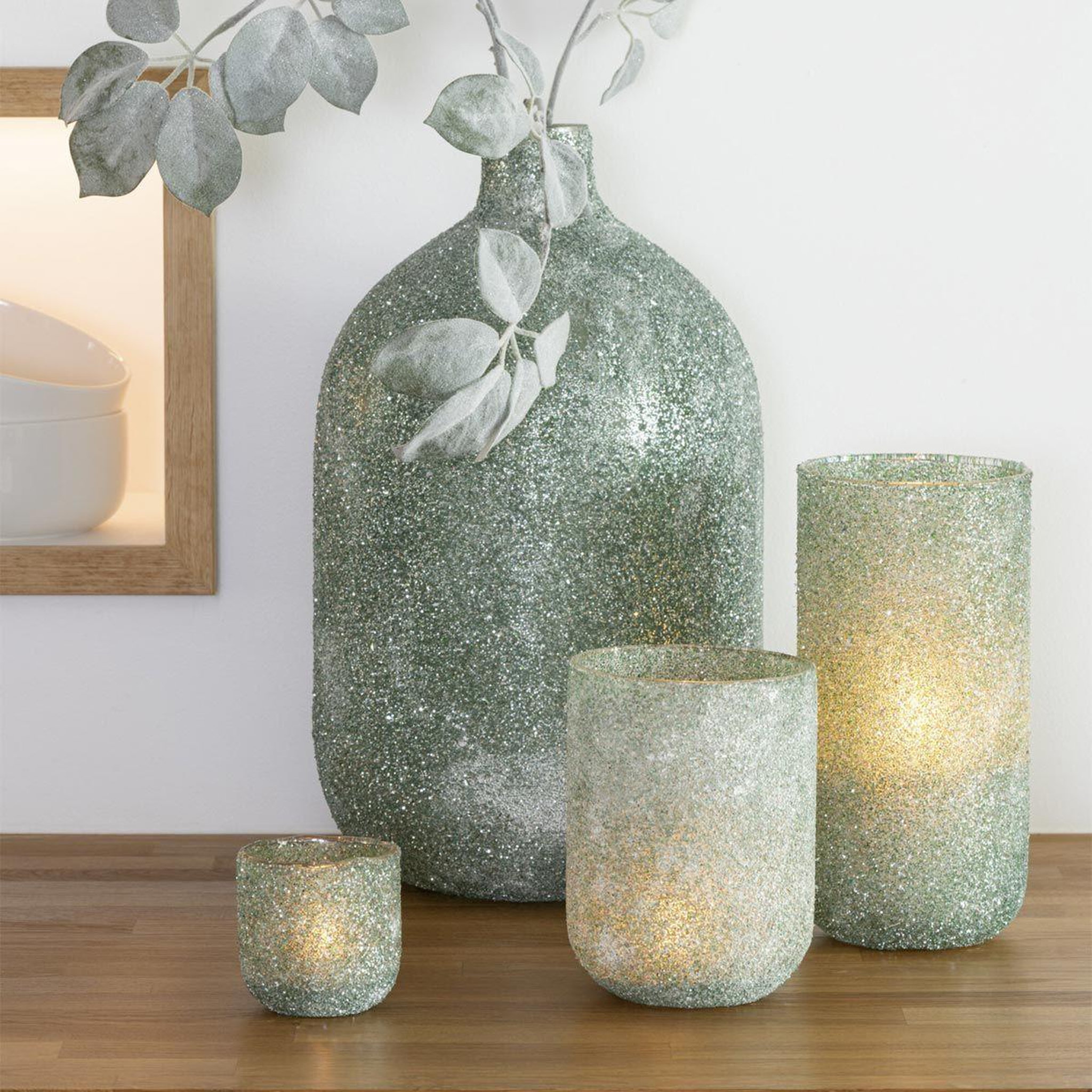 Voir la diapositive 6 : J-LINE Vase déco en verre  fore  45cm vert