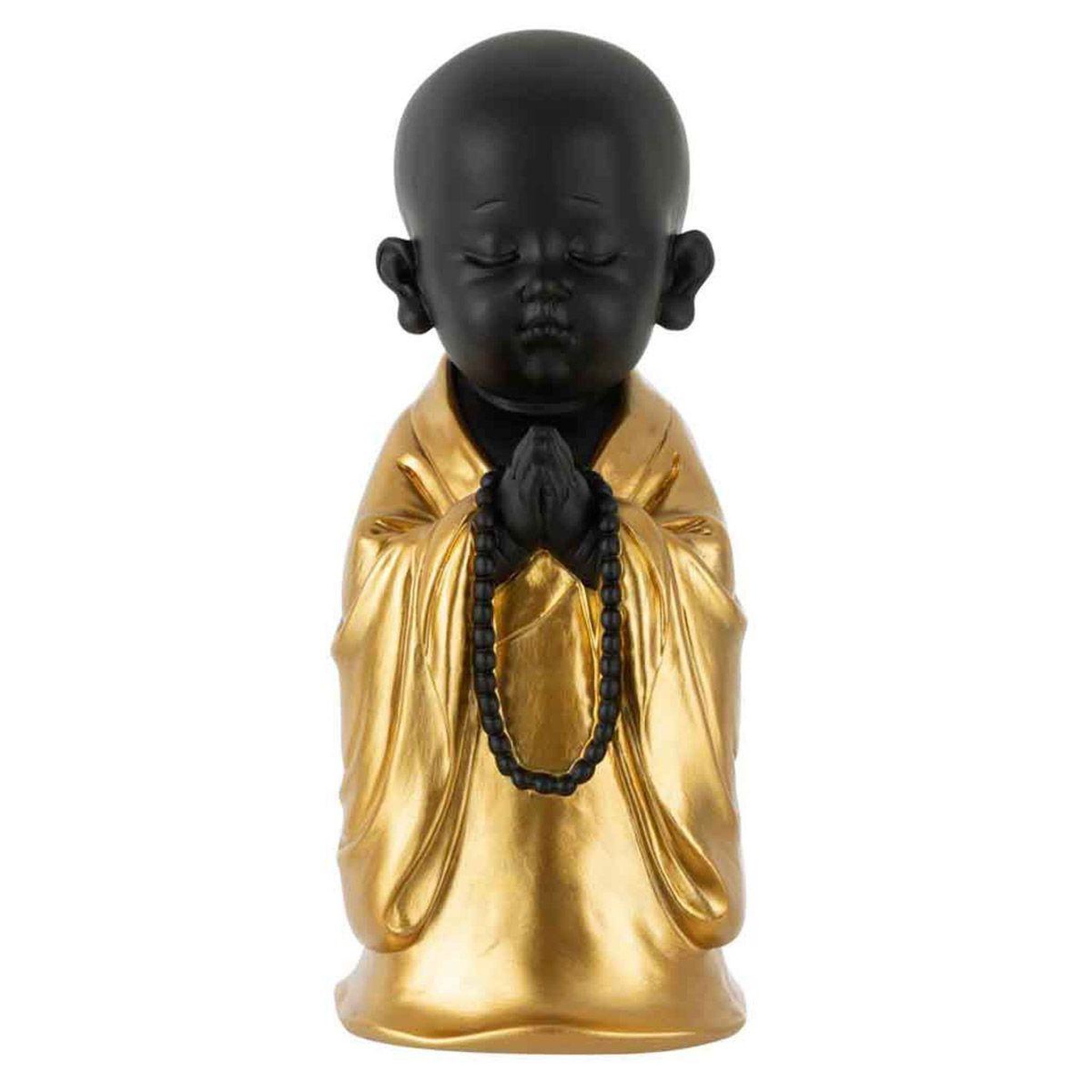 J-LINE Statuette Déco  Moine Collier  32cm Or & Noir