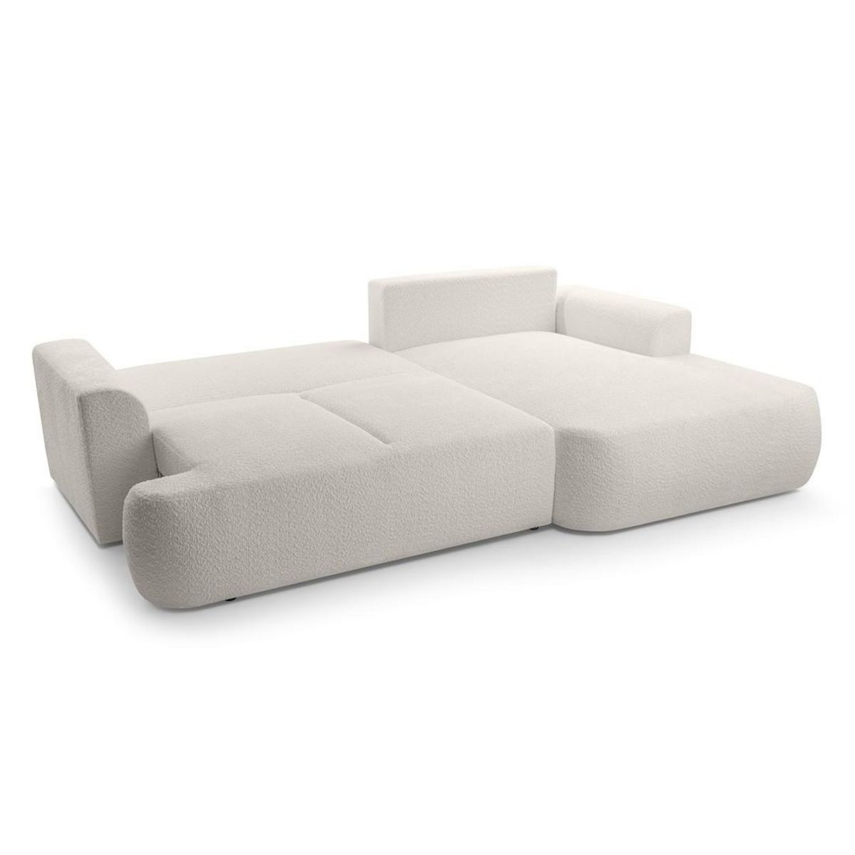 BEST MOBILIER Candela - canapé d'angle droit 4 places - convertible avec coffre - en tissu bouclette