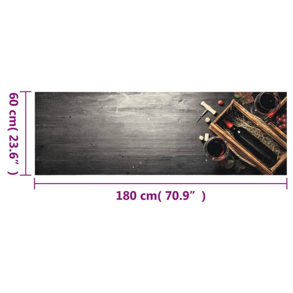 VIDAXL Tapis de cuisine lavable bouteille de vin 60x180 cm velours