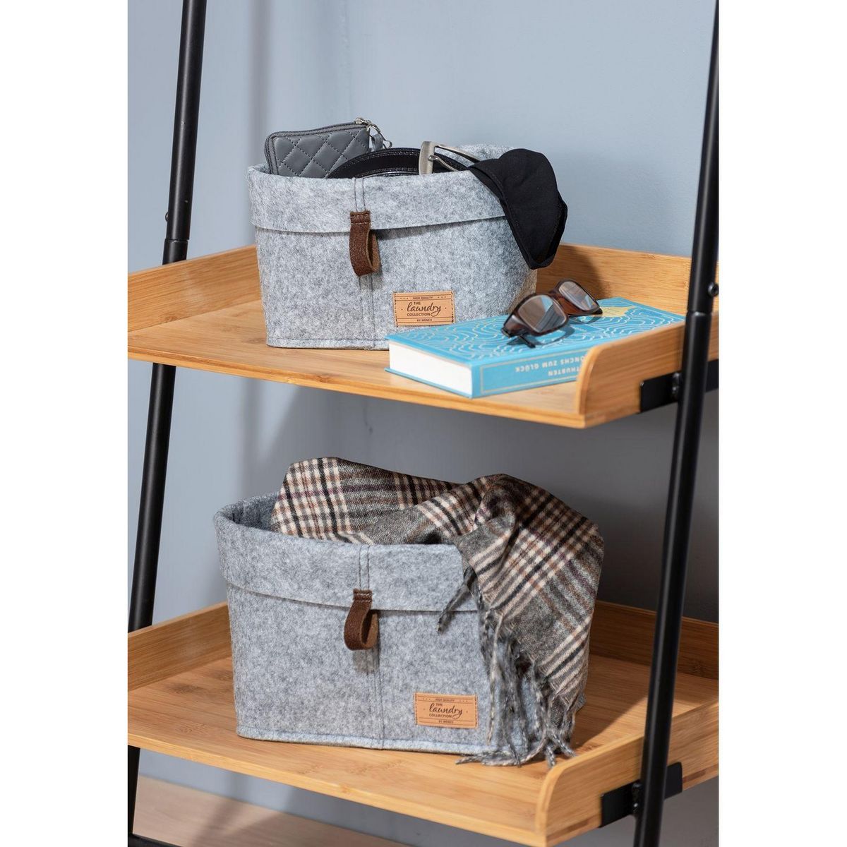 Wenko Lot de 3 Corbeilles feutre Feli - Gris