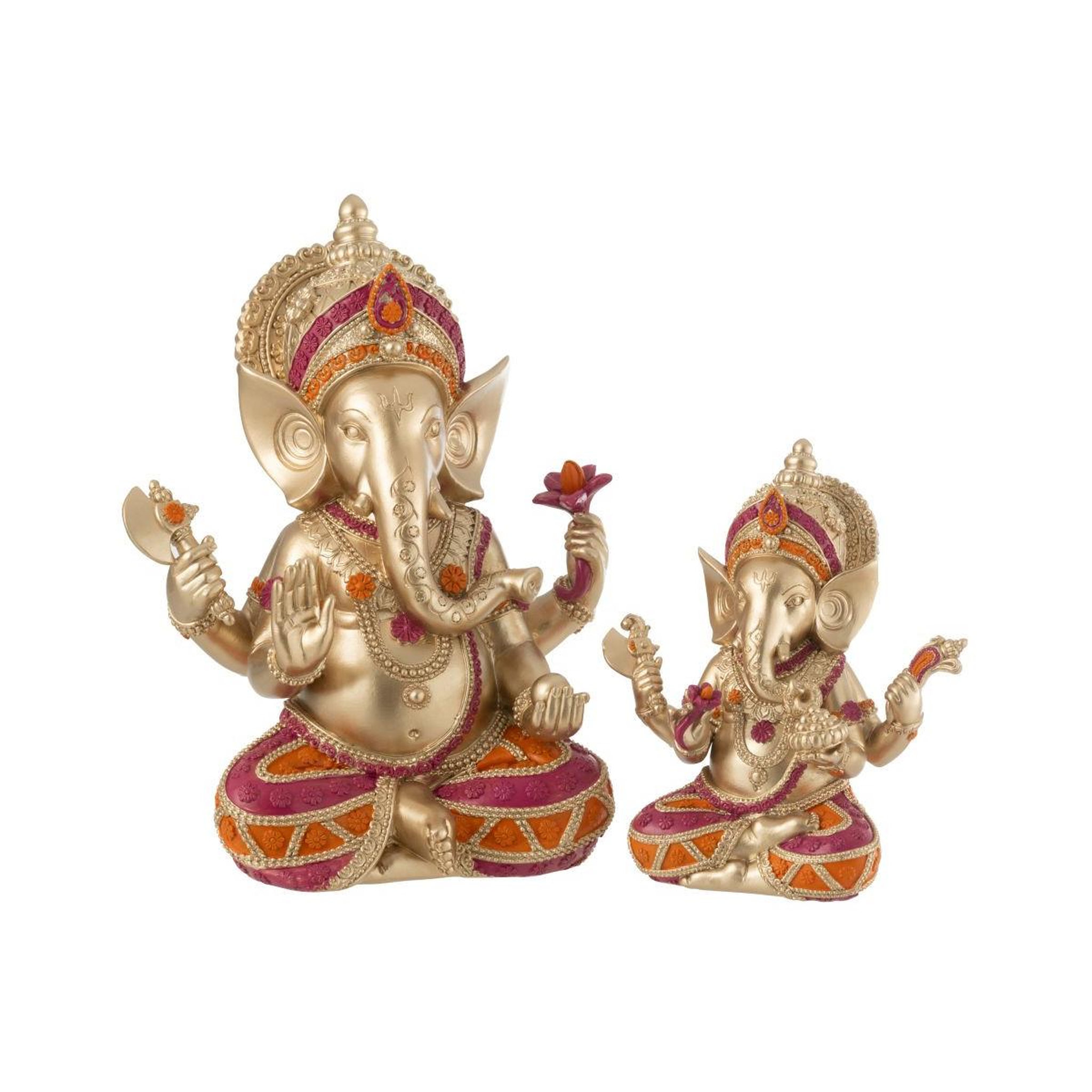 Voir la diapositive 2 : J-LINE Statuette déco en résine  ganesha  18cm multicolore