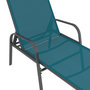 Voir la diapositive 6 : ID MARKET Lot de 2 transats de jardin inclinables FIDJI en acier gris anthracite et toile bleu canard