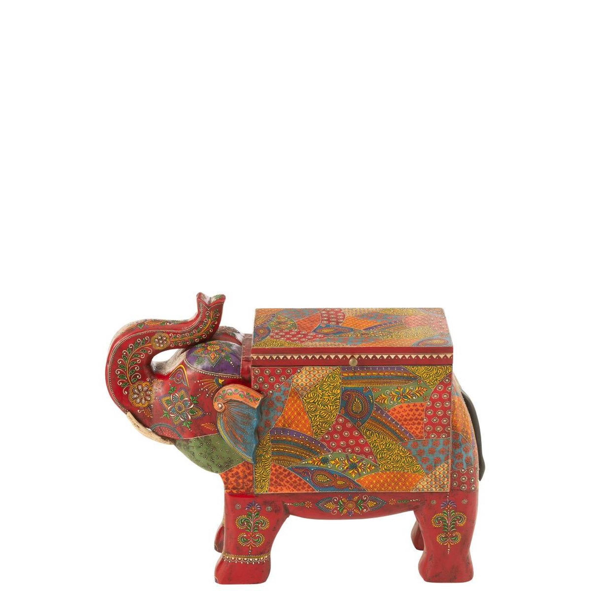 Voir la diapositive 2 : J-LINE Coffre Éléphant en Bois  Delhi  79cm Multicolore