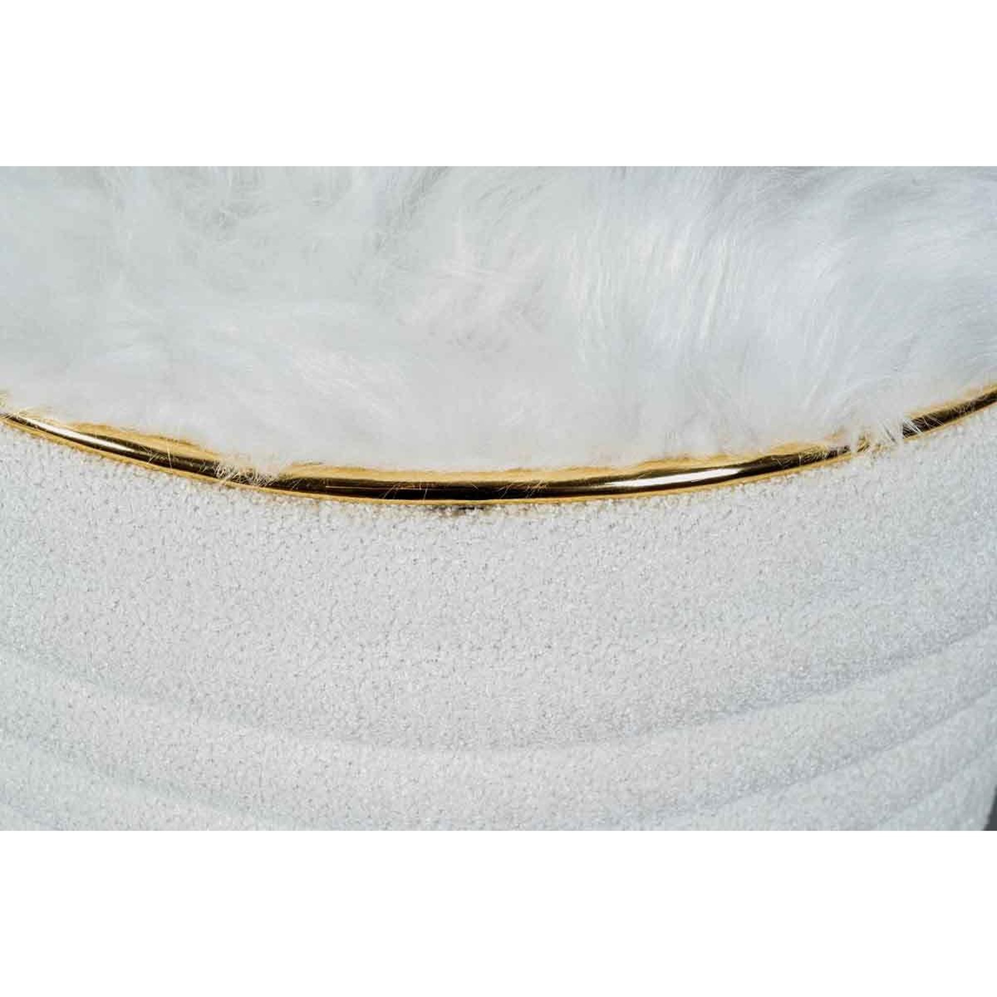 Voir la diapositive 4 : Paris Prix Tabouret Déco en Tissu  Doric  50cm Blanc & Or