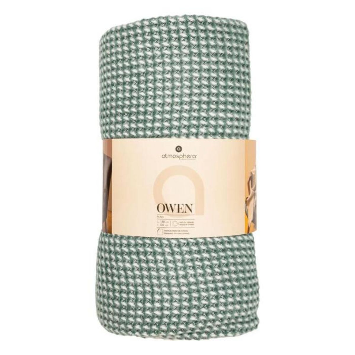 ATMOSPHERA Plaid Gaufré Imprimé  Owen  130x180cm Multicolore