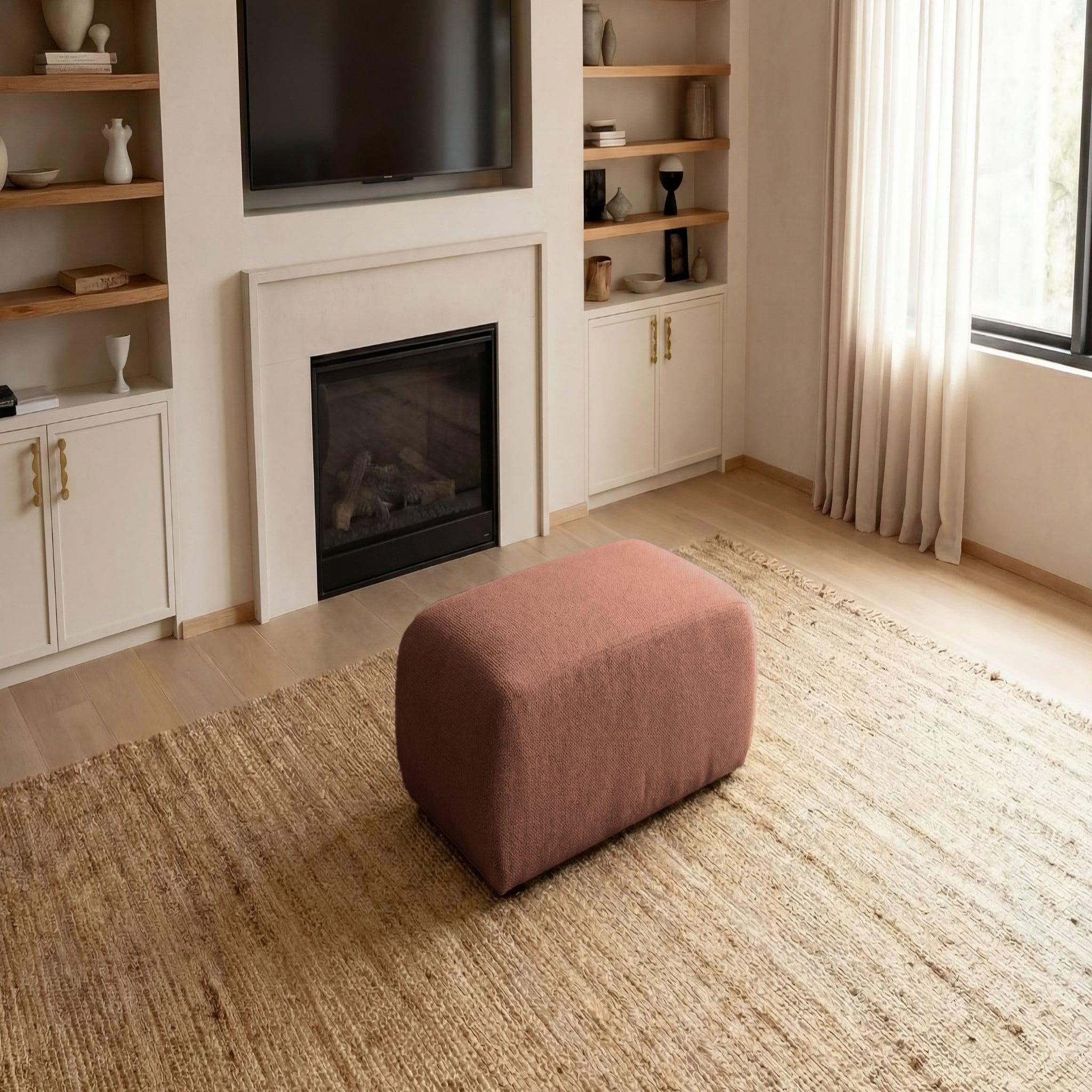 Voir la diapositive 2 : CASANOVA PARIS Sacha - pouf en tissu chiné 105x57x40