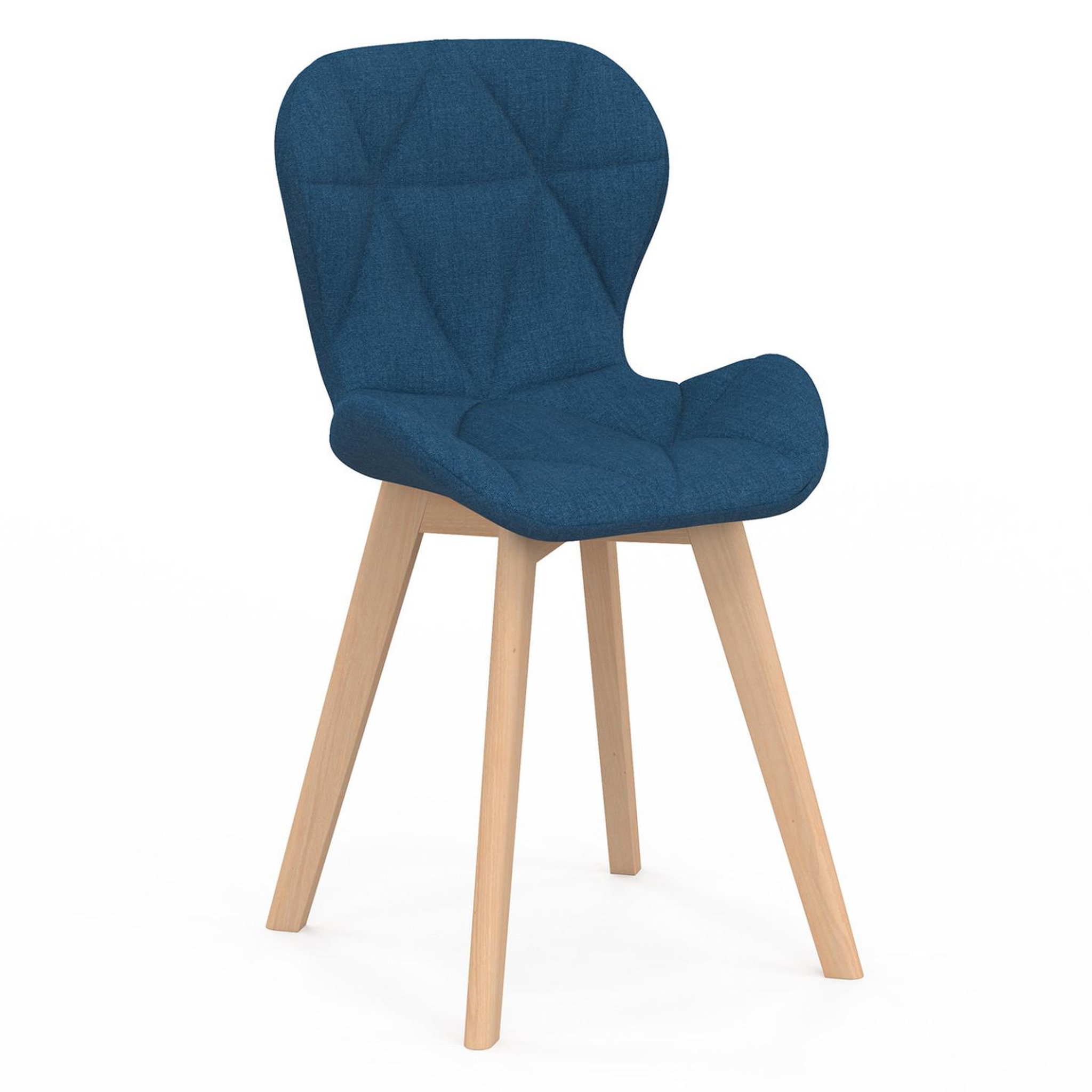 Voir la diapositive 3 : ID MARKET Lot de 4 chaises robine en tissu bleu canard pour salle à manger