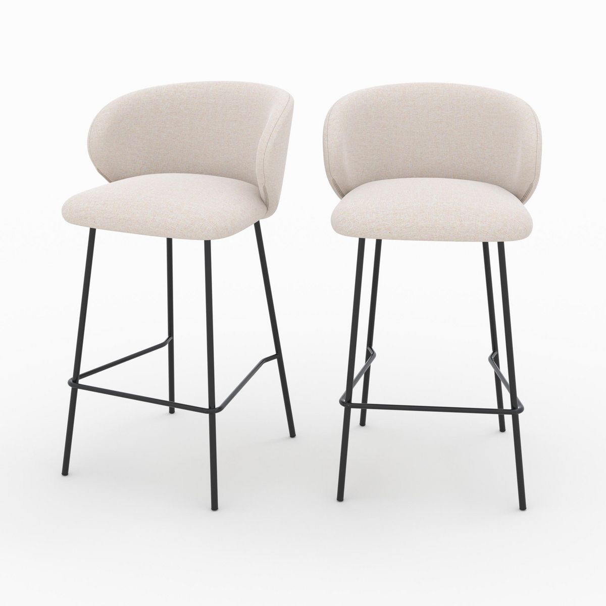 Rendez vous déco Lot de 2 chaises pour îlot central en tissu beige 68 cm - Victoria