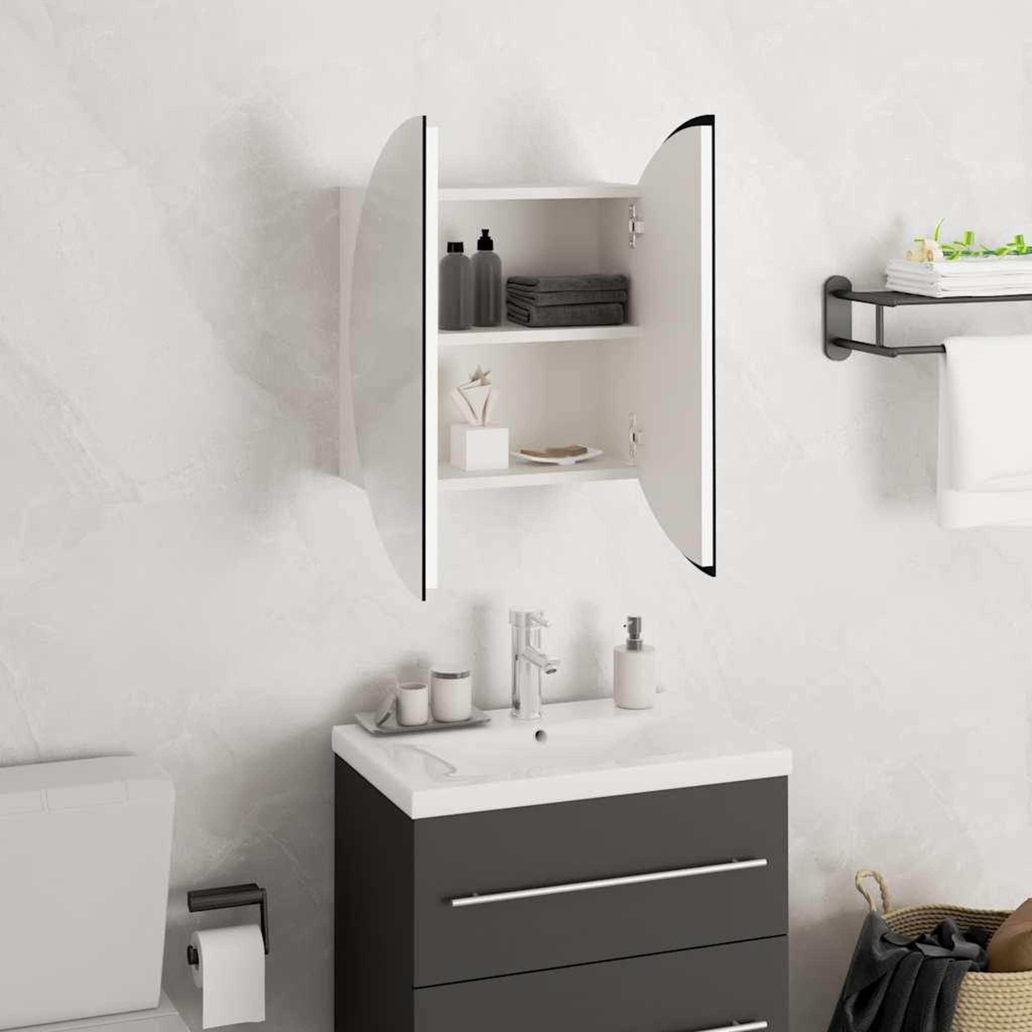Voir la diapositive 4 : VIDAXL Armoire de salle de bain miroir rond et LED Blanc 40x40x17,5 cm
