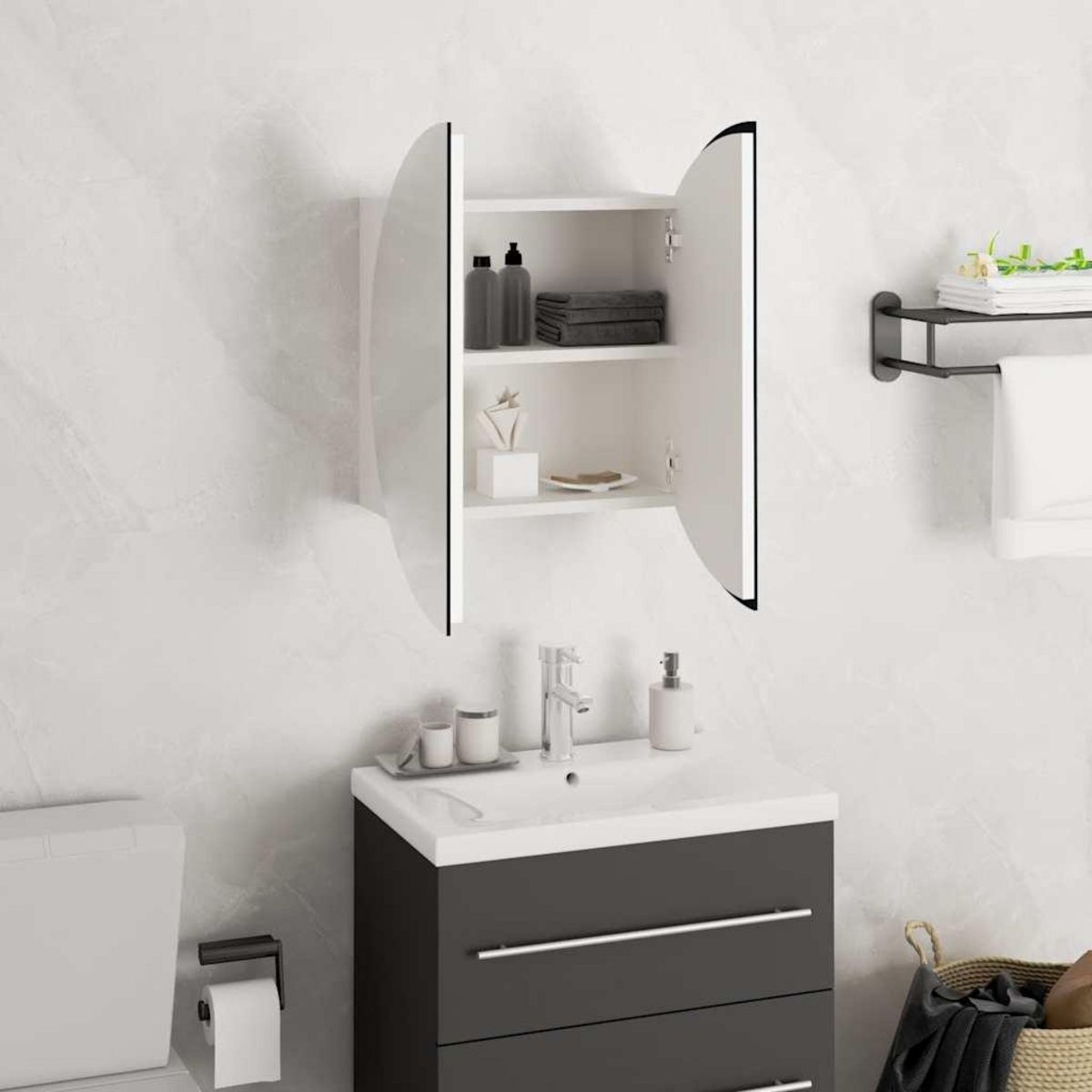 VIDAXL Armoire de salle de bain miroir rond et LED Blanc 40x40x17,5 cm