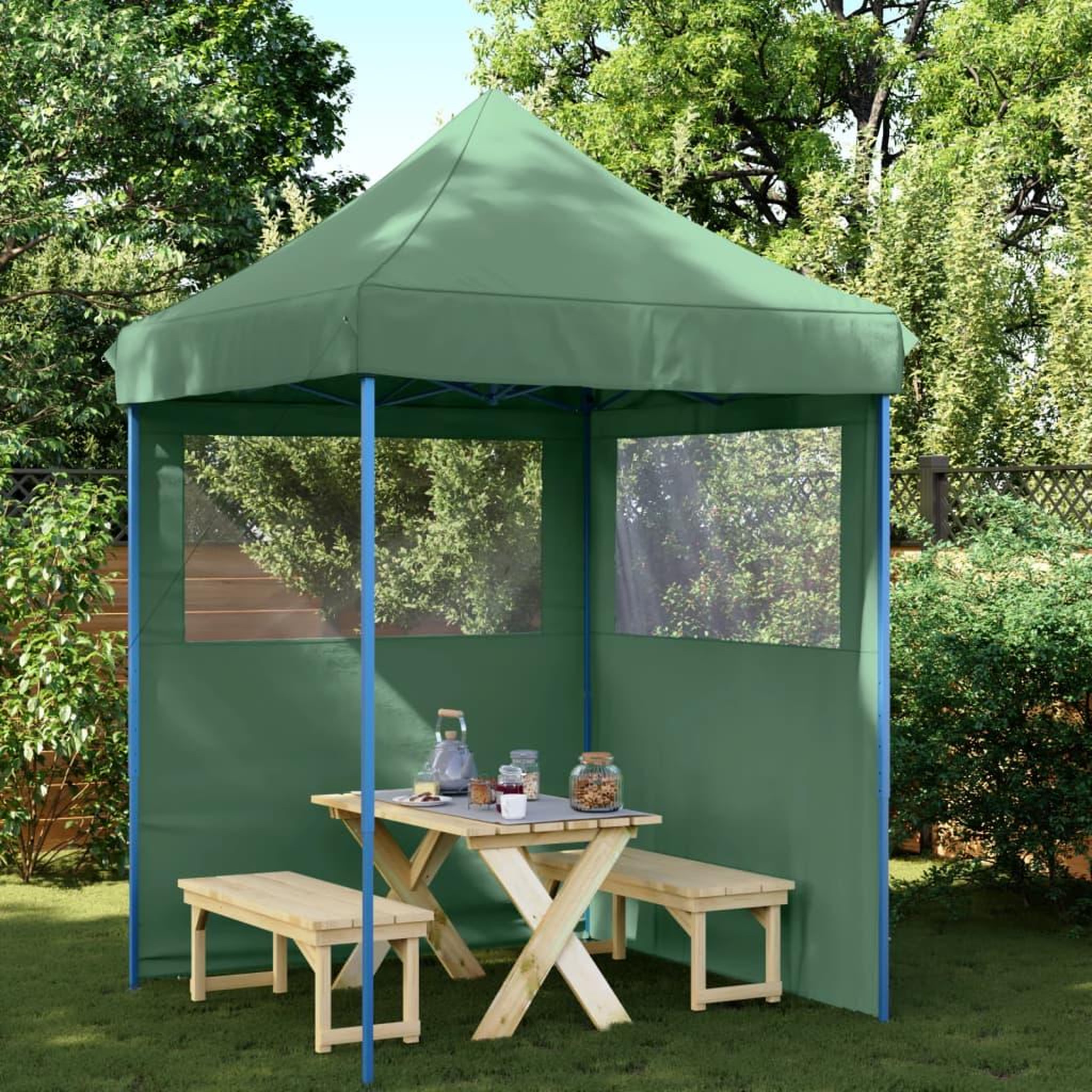 VIDAXL Tente de reception pliable escamotable 2 parois laterales vert