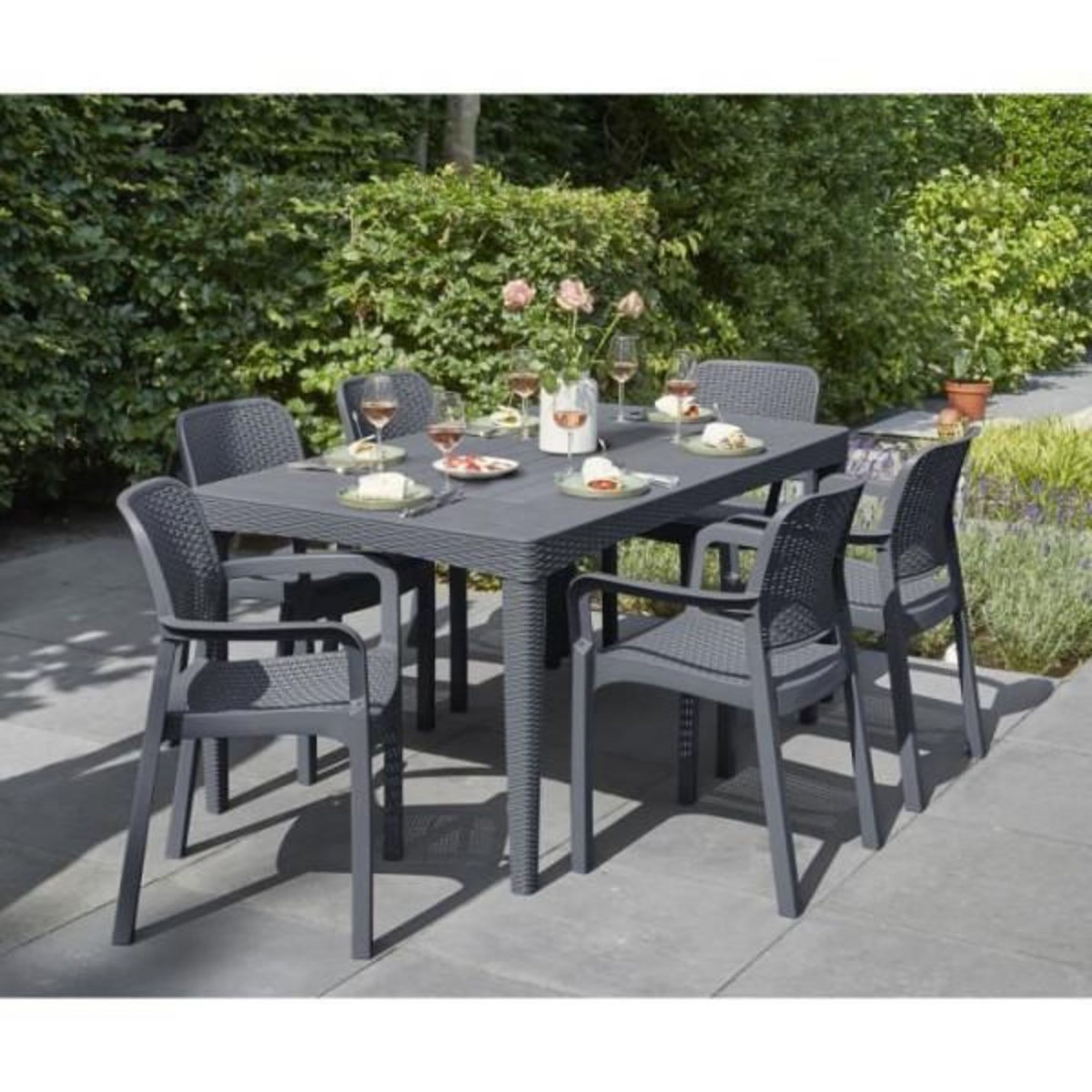 ALLIBERT by KETER Lot de 6 fauteuils de jardin - Allibert by KETER - SAMANNA - En résine - Coloris : gris graphite - Empilable