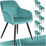 Voir la diapositive 1 : tectake Ensemble de 8 chaises cuir synthétique aspect velours turquoise/ noir