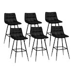 ID MARKET Lot de 6 tabourets de bar MADY en velours noir