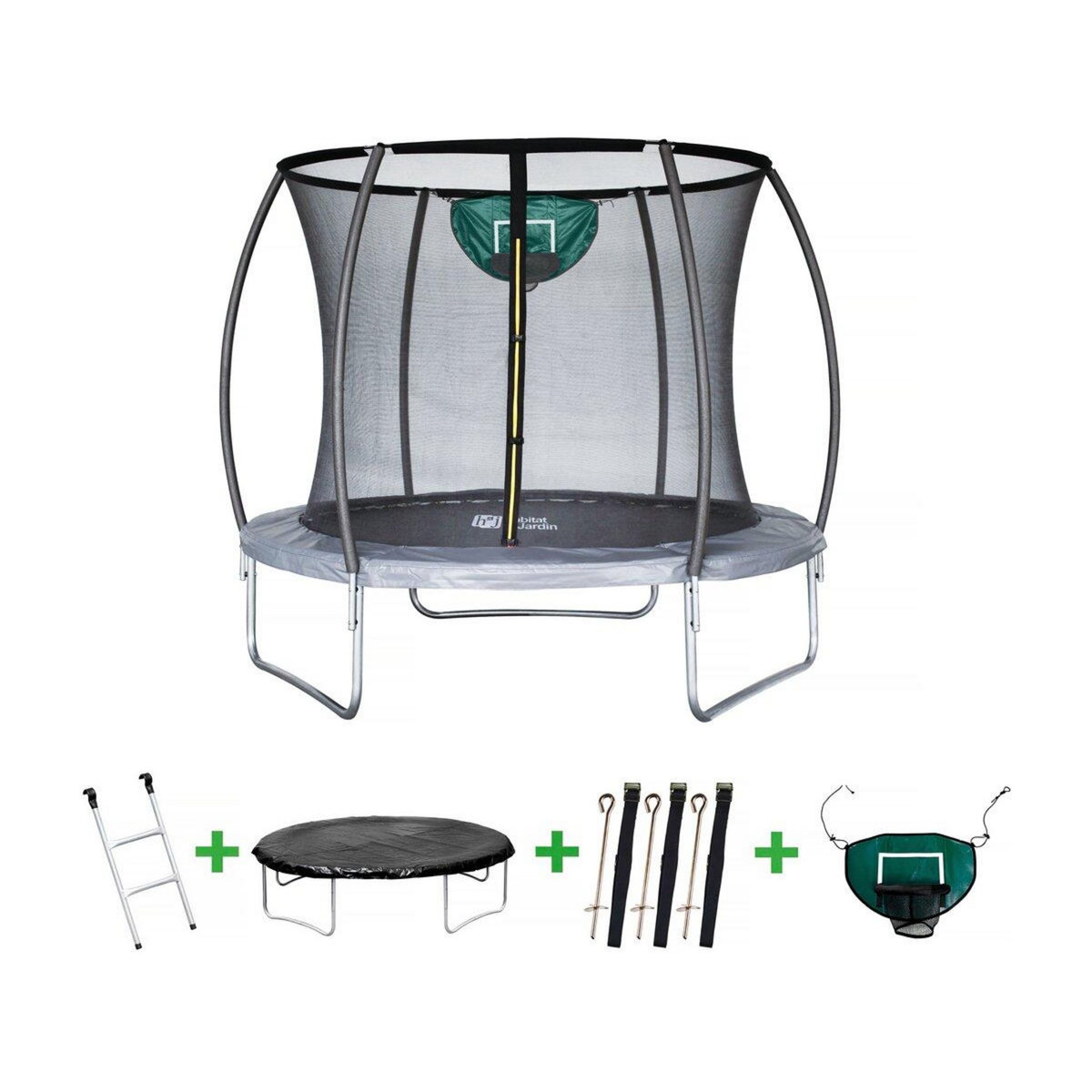 Habitat et Jardin Trampoline prestige  jumper  2,44 m et panier basket