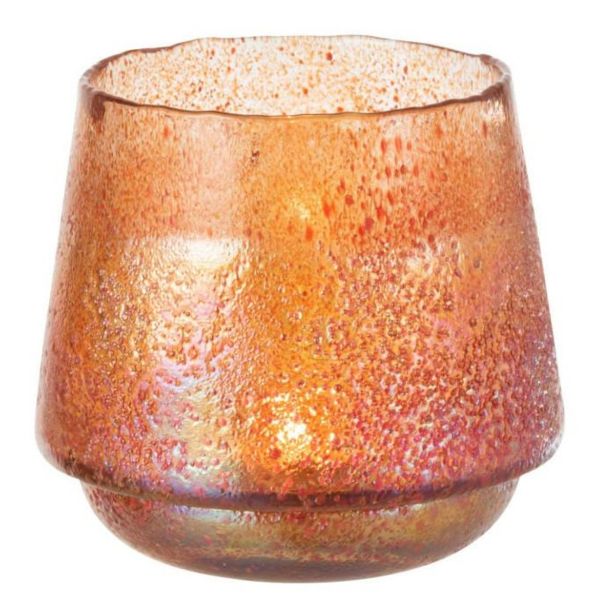 Paris Prix Photophore Design  Pois  14cm Orange Rouille