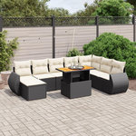 VIDAXL Salon de jardin 9 pcs avec coussins noir resine tressee