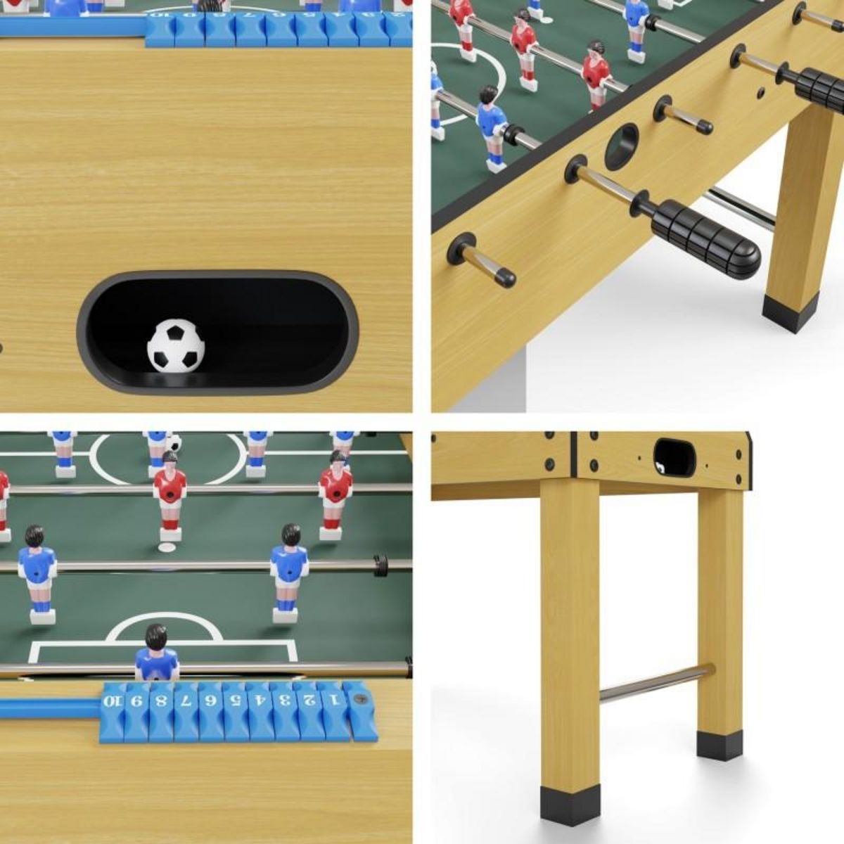 PLAY4FUN Baby-foot Teenager, Table de Baby pour Adolescents, 122 x 61 x 81 cm - Beige et Noir