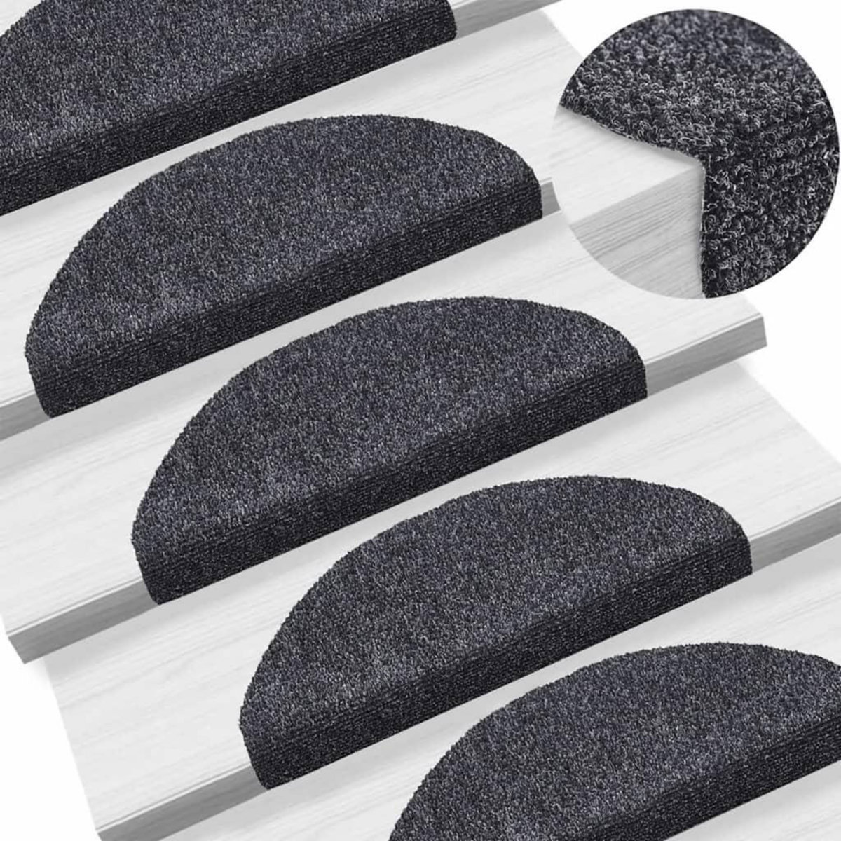 VIDAXL Tapis autoadhesifs de marches 10 pcs Gris fonce 65x21x4 cm