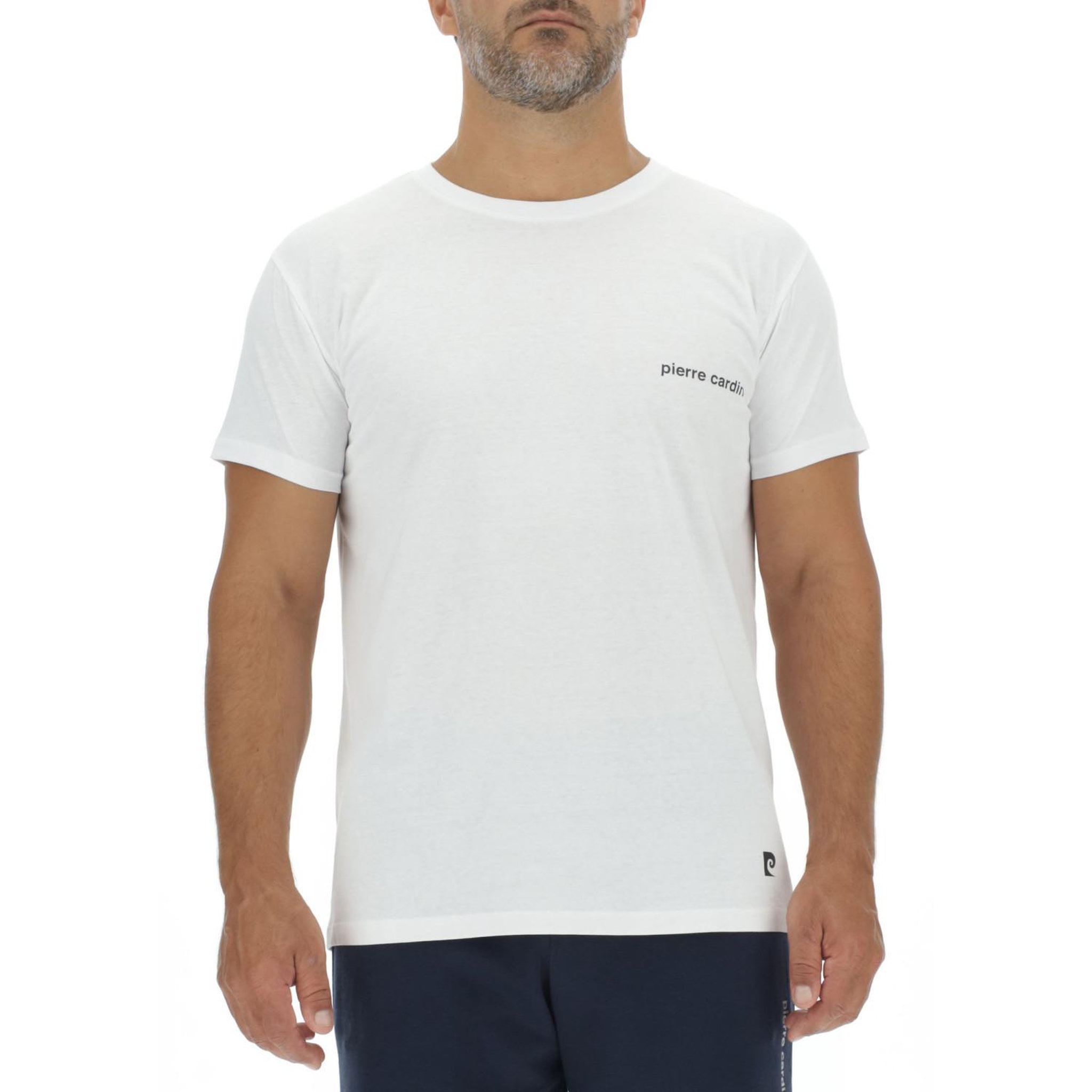 Voir la diapositive 4 : PIERRE CARDIN Lot de 3 t-shirts homme en coton uni col rond imprimé poitrine