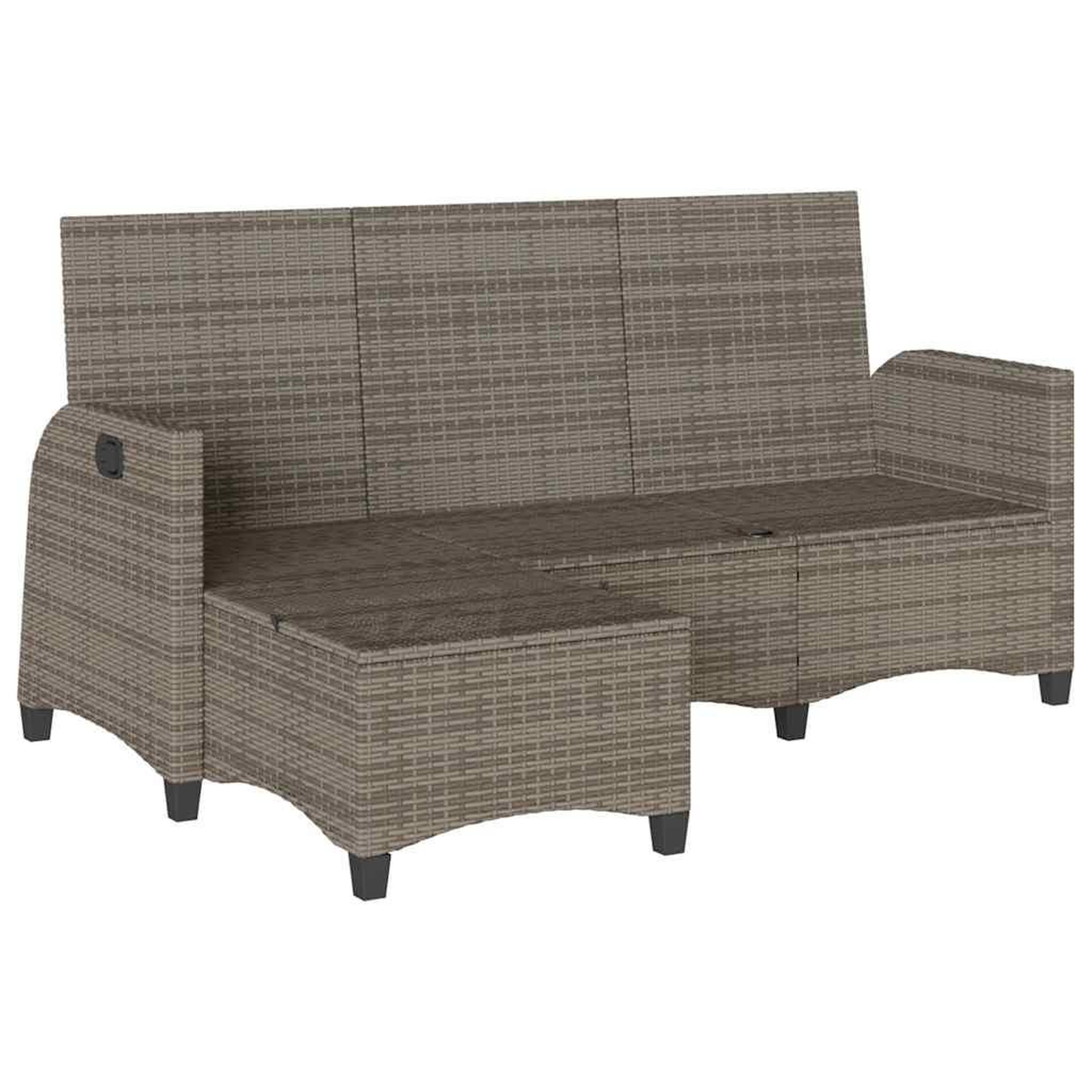 Voir la diapositive 4 : VIDAXL Canape de jardin inclinable coussins forme de L gris polyrotin