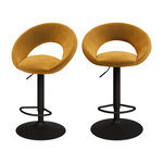 MAISON PAVANE Lot de 2 chaises de bar en velours jaune curry 61/76,5 cm-Cloclo