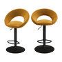 Voir la diapositive 1 : MAISON PAVANE Lot de 2 chaises de bar en velours jaune curry 61/76,5 cm-Cloclo