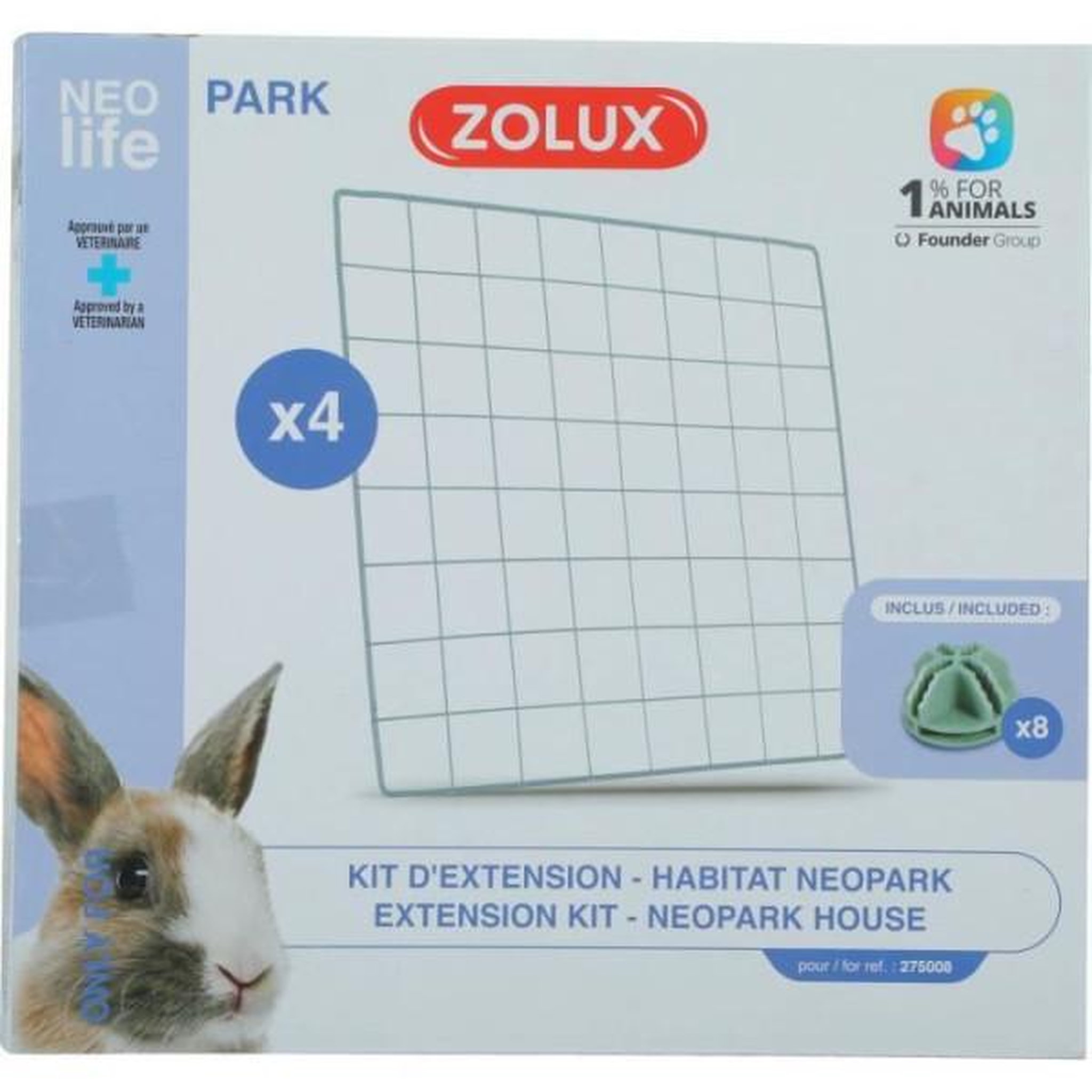 Voir la diapositive 4 : Zolux Kit extension pour enclos modulable - zolux - neo park - lapin - 4 grilles