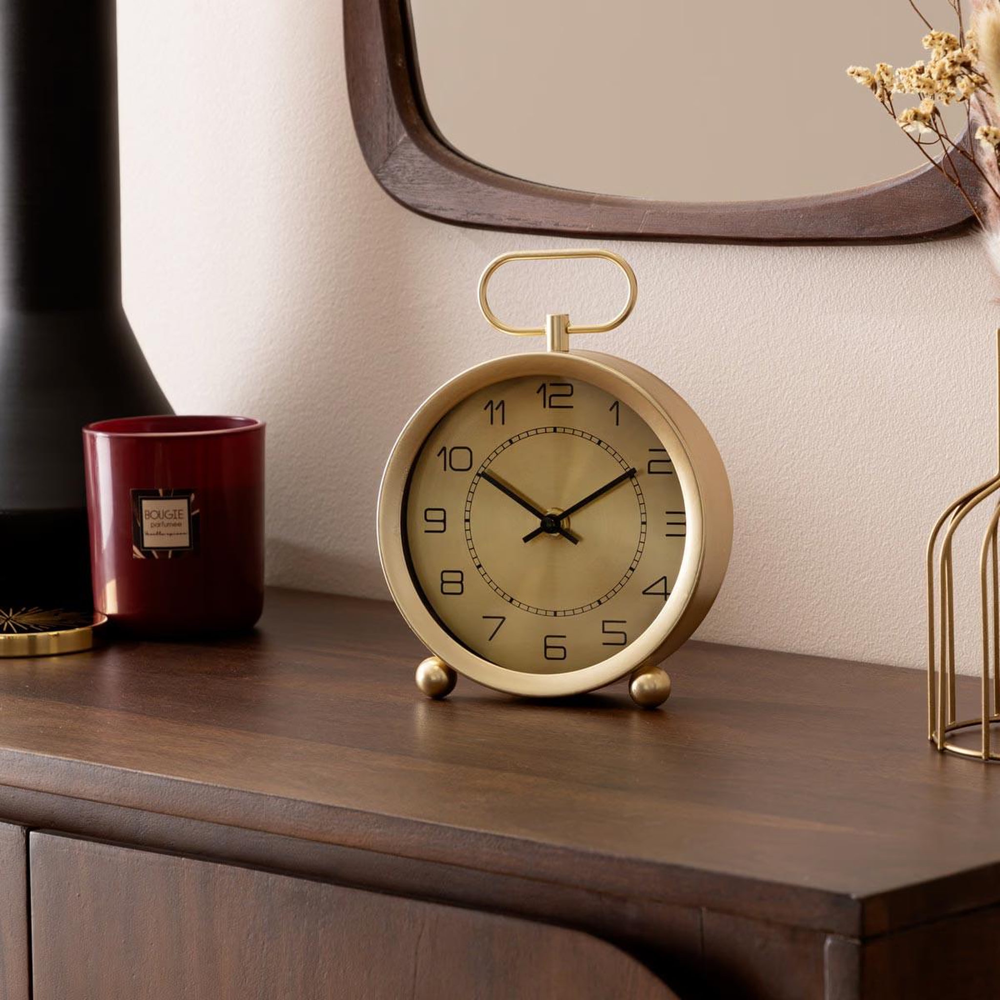 Voir la diapositive 2 : ATMOSPHERA Horloge à poser à gousset  irina  19cm doré