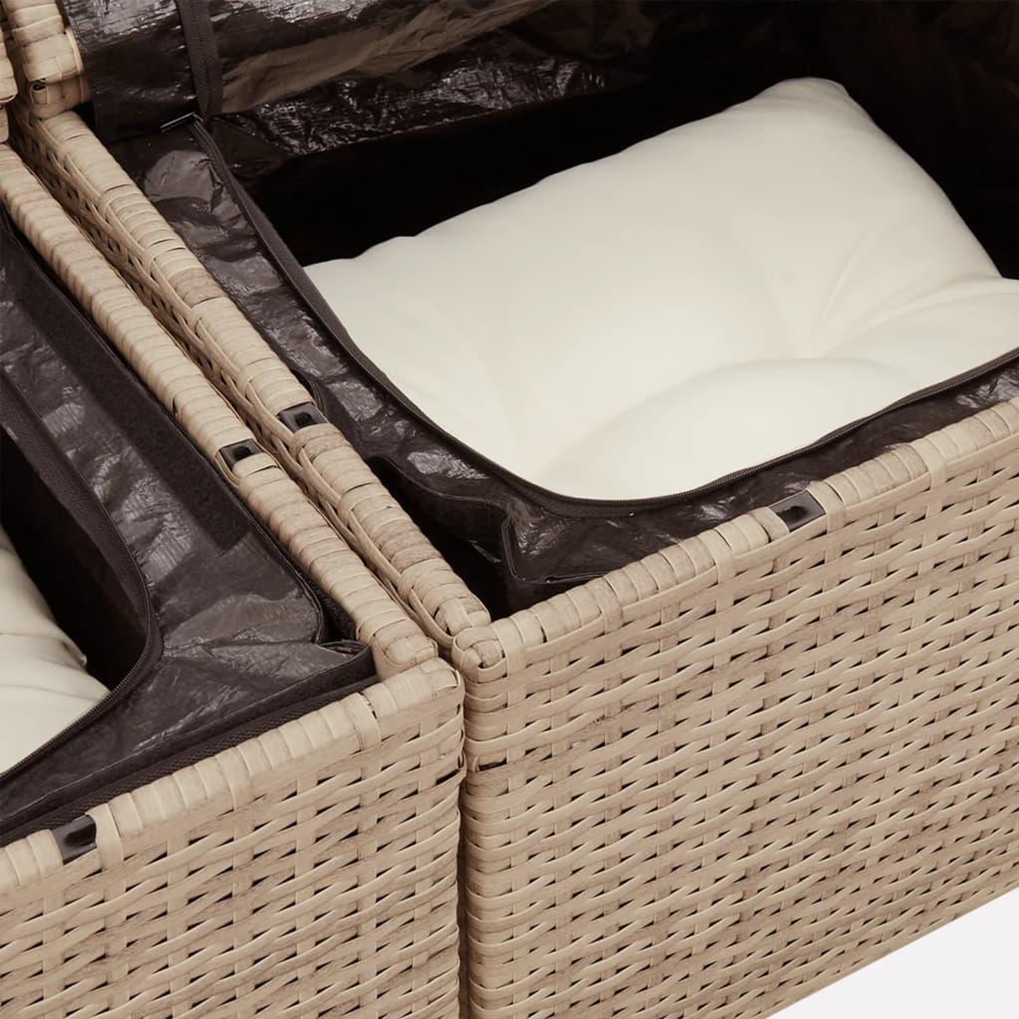Voir la diapositive 5 : VIDAXL Salon de jardin avec coussins 7 pcs beige resine tressee