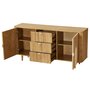 Voir la diapositive 5 : LISA DESIGN Milazzo - buffet bas - bois plaqué chêne et cannage - 3 tiroirs et 2 portes - 160 cm
