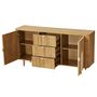 Voir la diapositive 5 : LISA DESIGN Milazzo - buffet bas - bois plaqué chêne et cannage - 160 cm