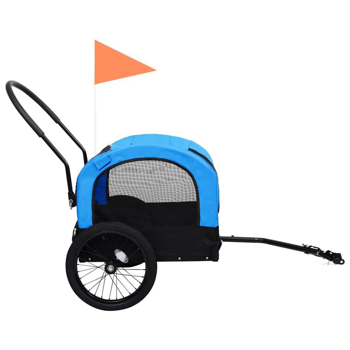 VIDAXL Remorque de velo pour chiens et poussette 2-en-1 bleu et noir