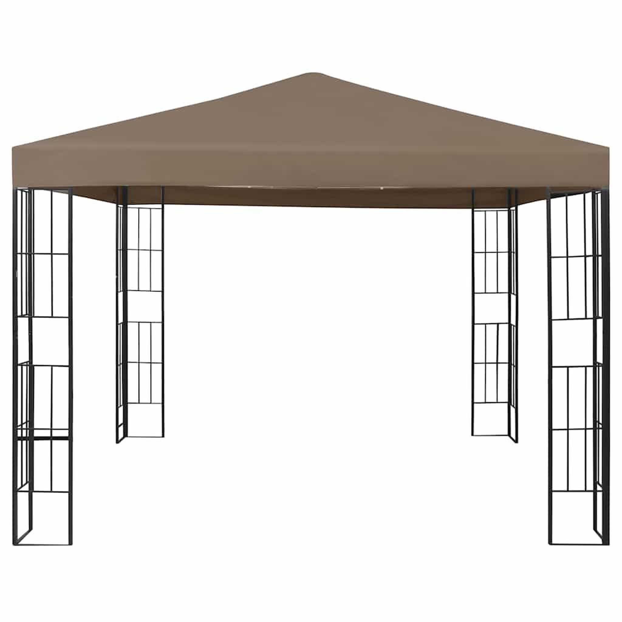 Voir la diapositive 4 : VIDAXL Tonnelle avec guirlande lumineuse a LED 3x3 m Taupe