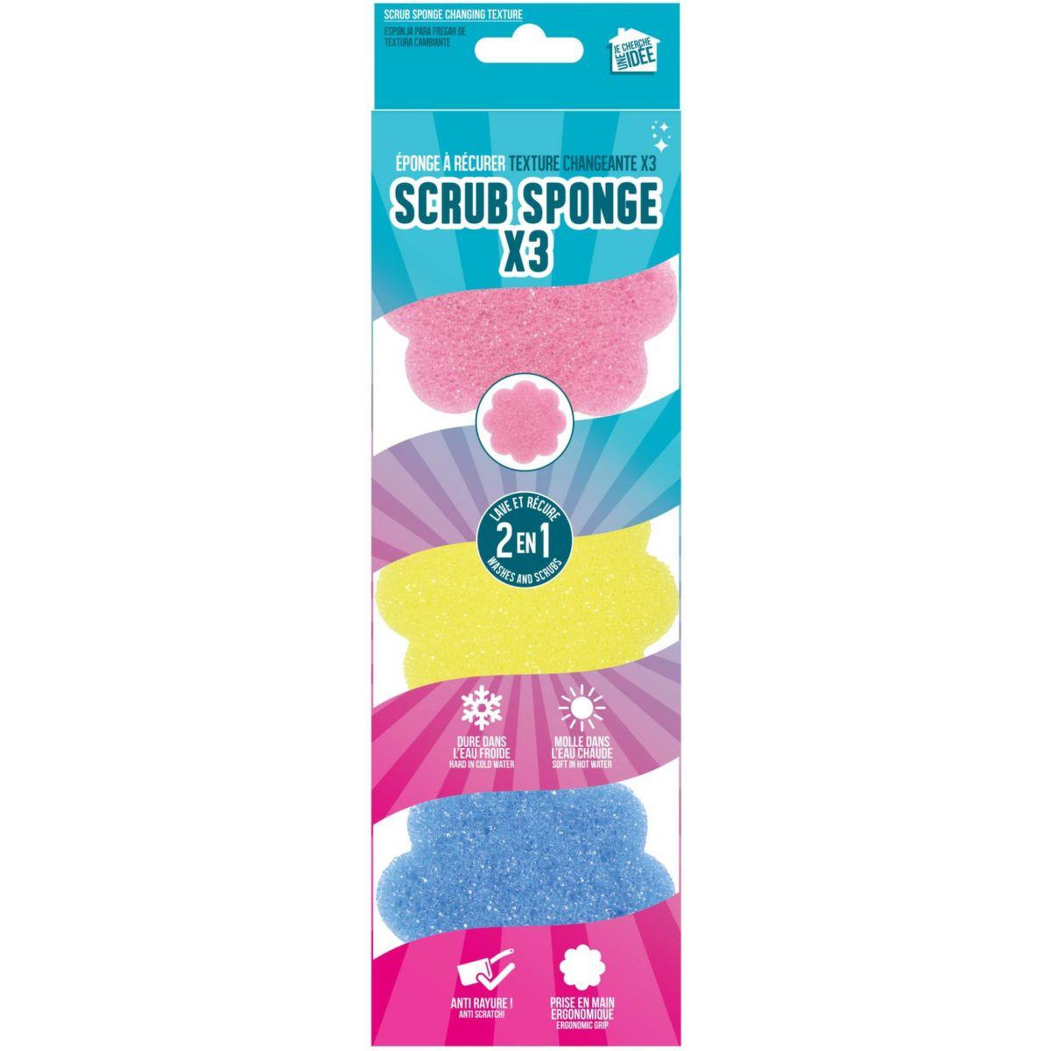 Voir la diapositive 4 : Je cherche une idee Eponge magique EPONGE SCRUB FLEUR X3 M24