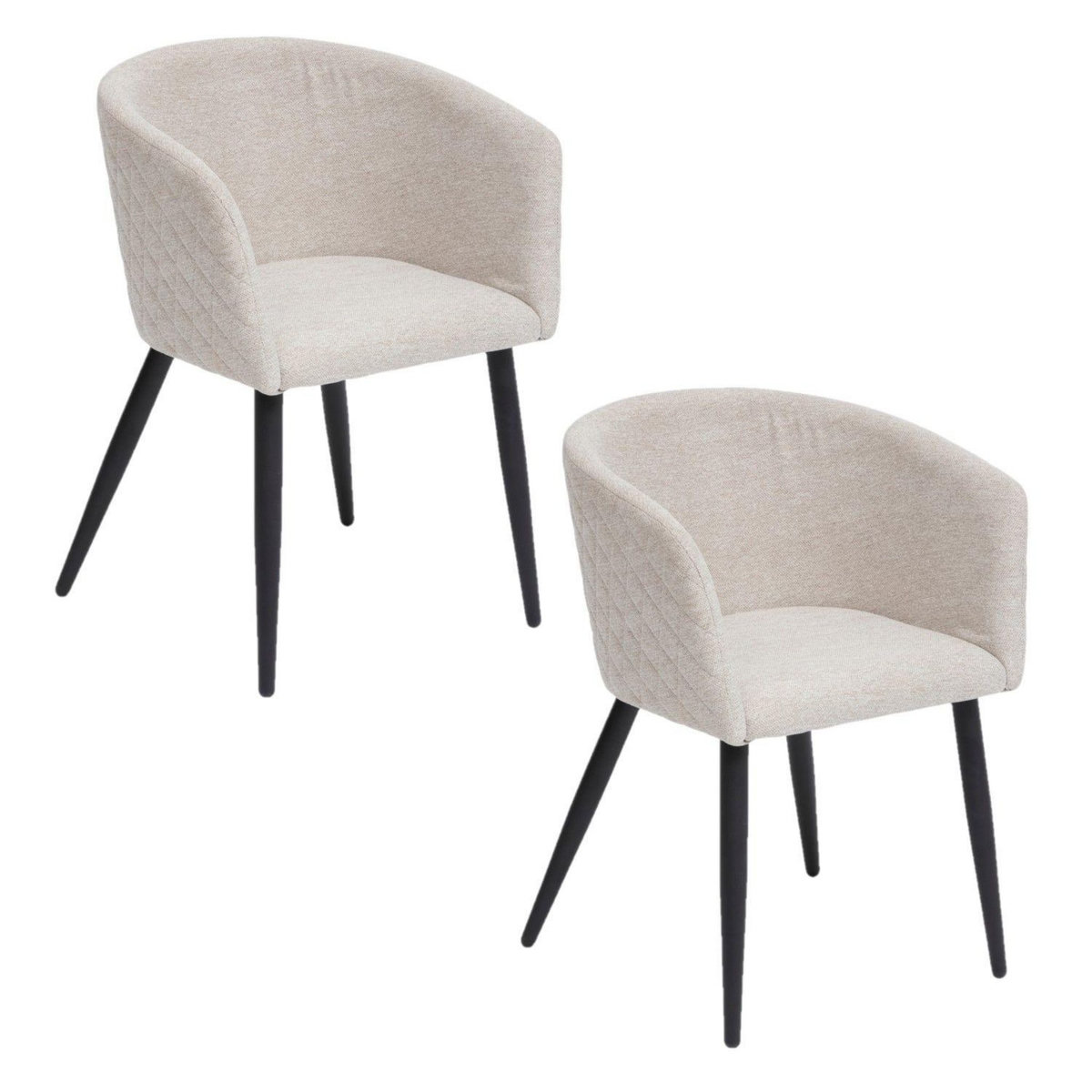 ATMOSPHERA Lot de 2 fauteuils de table Aubin en tissu effet matelassé - Beige
