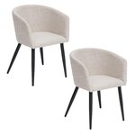 ATMOSPHERA Lot de 2 fauteuils de table Aubin en tissu effet matelassé - Beige