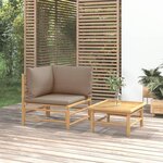 VIDAXL Salon de jardin 2 pcs avec coussins taupe bambou