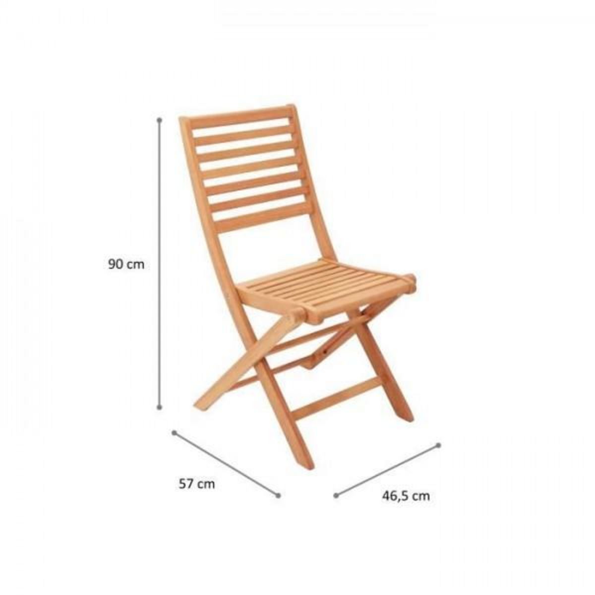MARKET24 Lot de 2 chaises de jardin pliantes en Acacia FSC - 57 x 46,5 x 90 cm