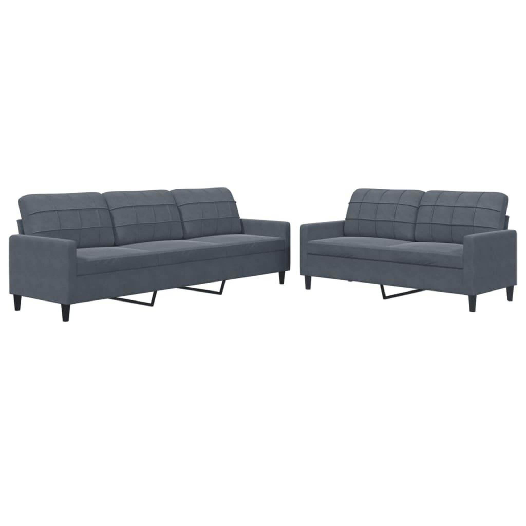 Voir la diapositive 2 : VIDAXL Ensemble de canapes 2 pcs avec coussins Gris fonce Velours