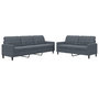 Voir la diapositive 2 : VIDAXL Ensemble de canapes 2 pcs avec coussins Gris fonce Velours